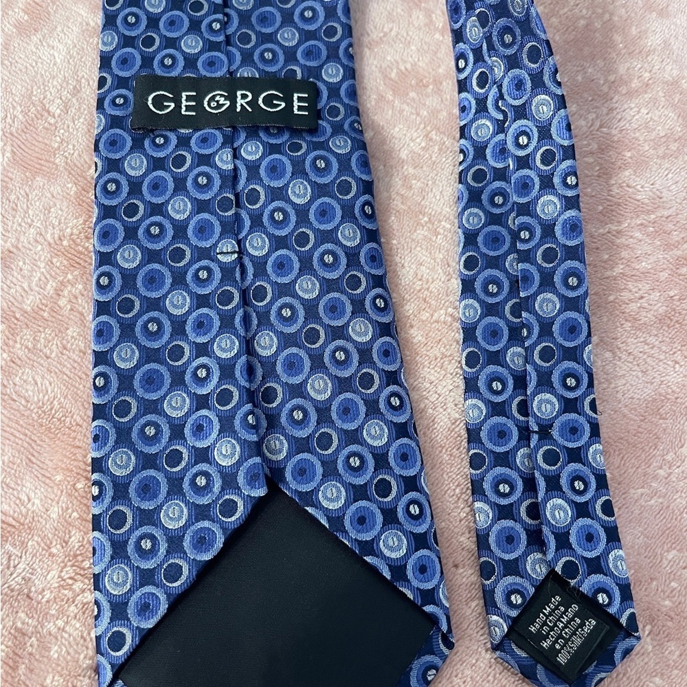 George Navy and Light Blue Patterned Men's Tie - Picture 5 of 7